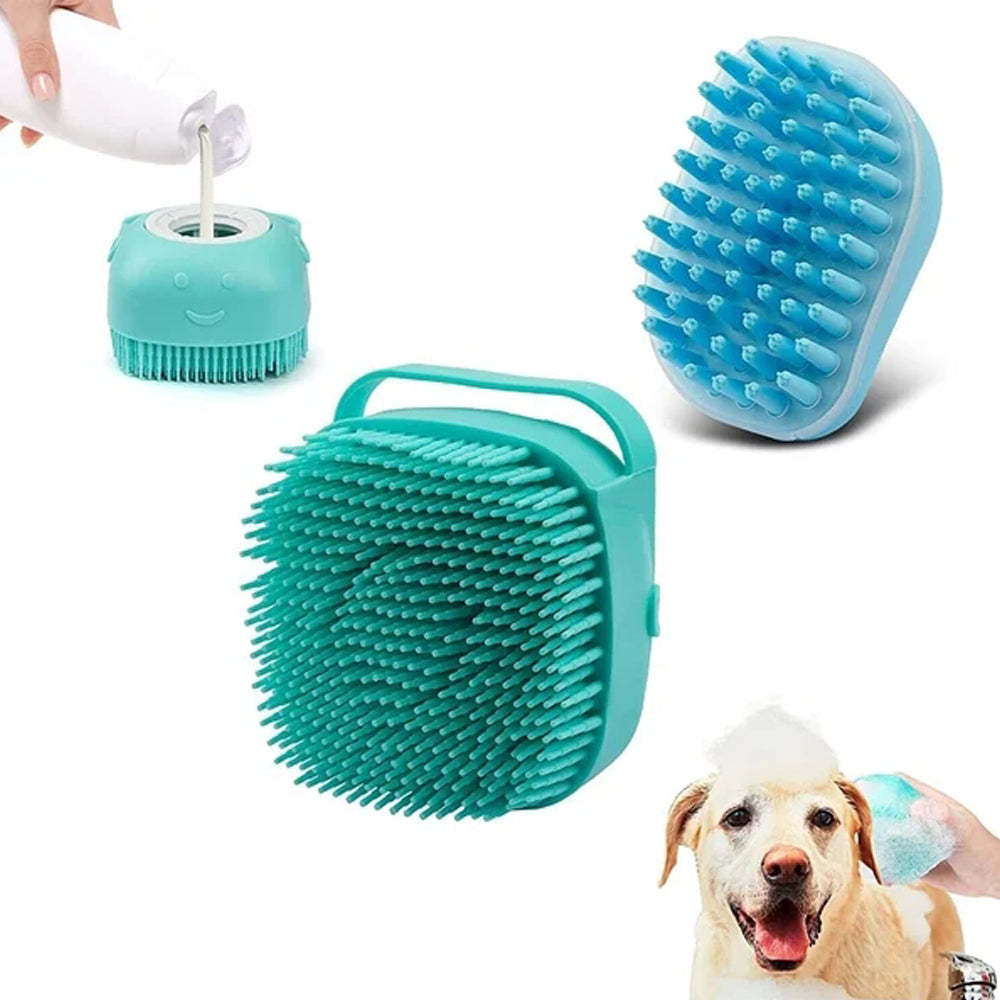 Brosse de bain 2 en 1 en silicone pour animaux