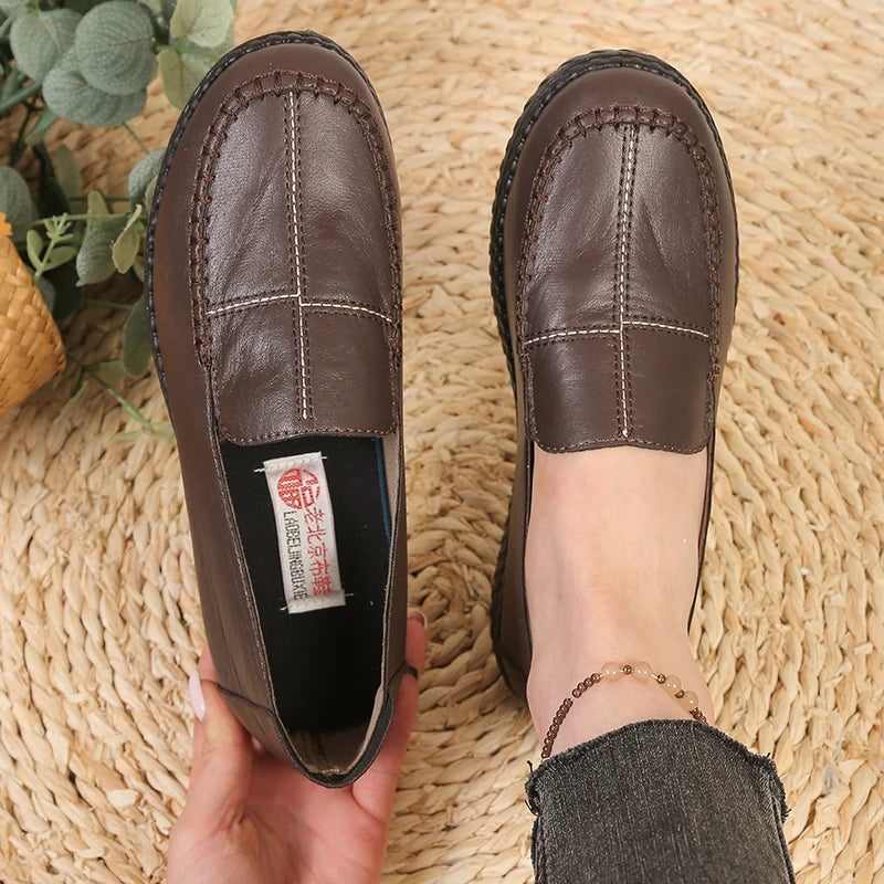 Mocassins Femme en Similicuir à Surpiqûres – Chaussures Légères, Souples & Confortables – Casual au Quotidien