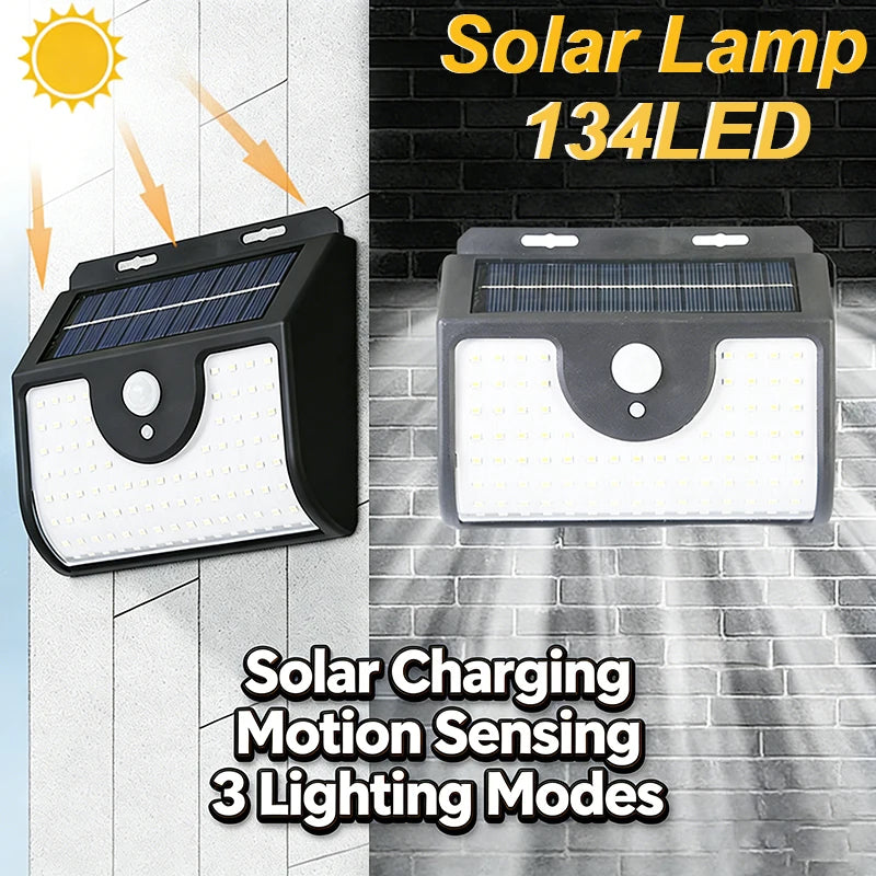 Lampe Murale Solaire à 134 LED à Détecteur de Mouvement - 1/2/4PCS