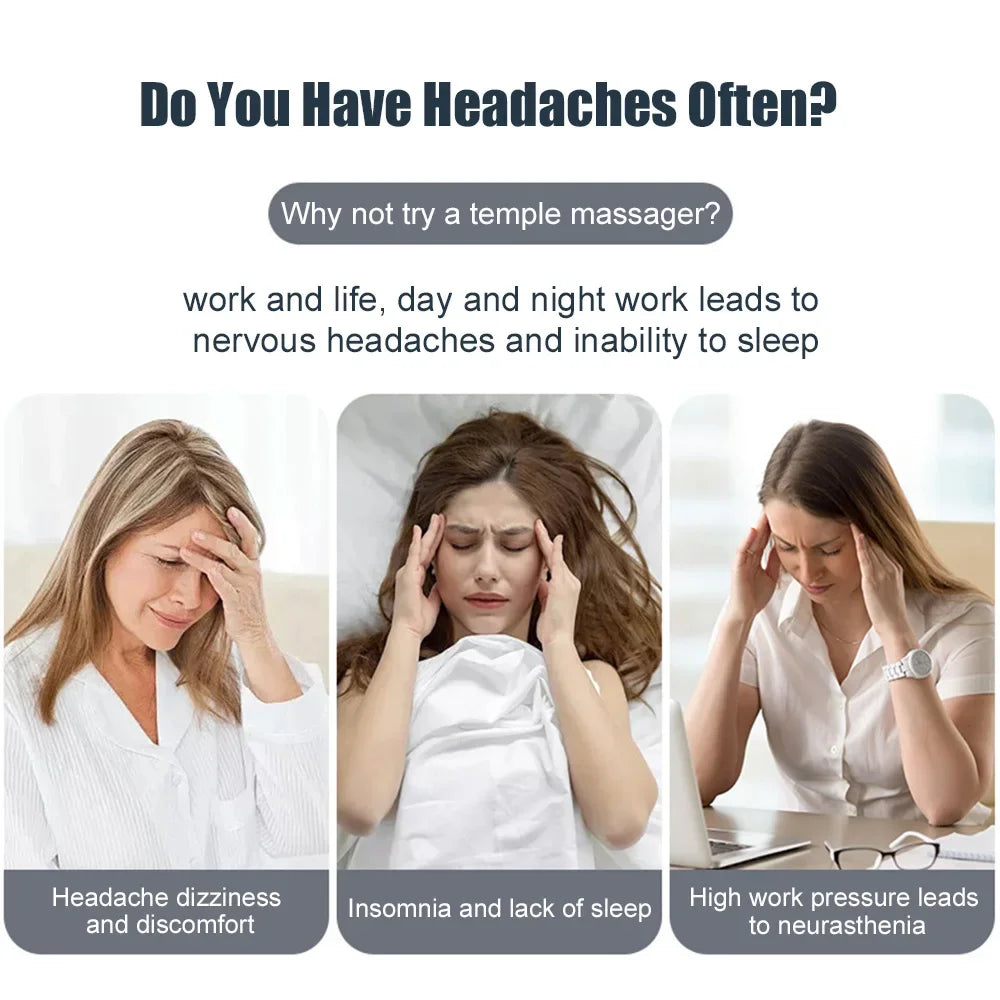 Masseur de Tête Électrique Anti-Migraine Chauffant