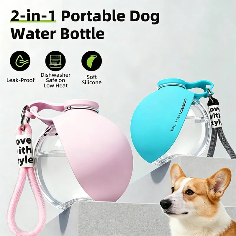 Gourde de Voyage pour Chien 285ML Anti-Fuite – Bol Silicone et Dragonne Pratique