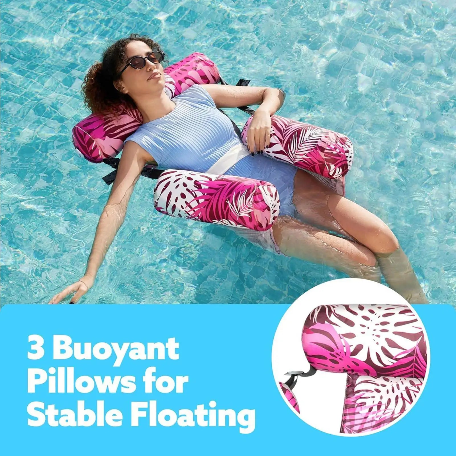 Chaise Hamac Gonflable pour Piscine – Flotteur Inclinable Confortable pour Adultes