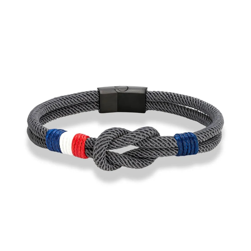 Bracelet Double Corde – Drapeau Français Tissé
