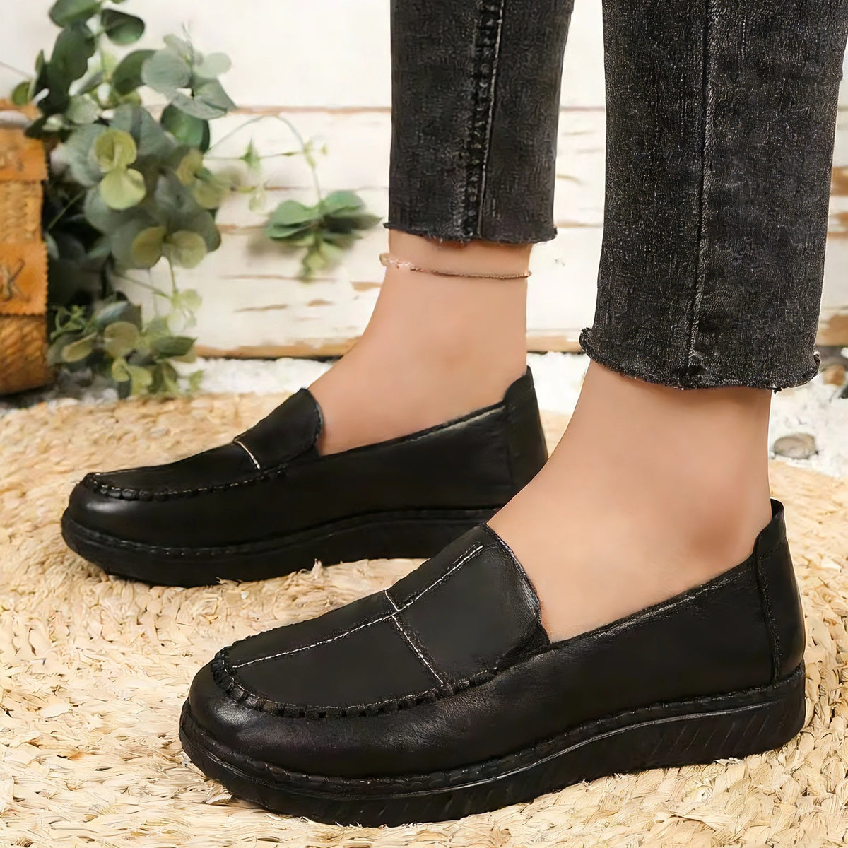 Mocassins Femme en Similicuir à Surpiqûres – Chaussures Légères, Souples & Confortables – Casual au Quotidien