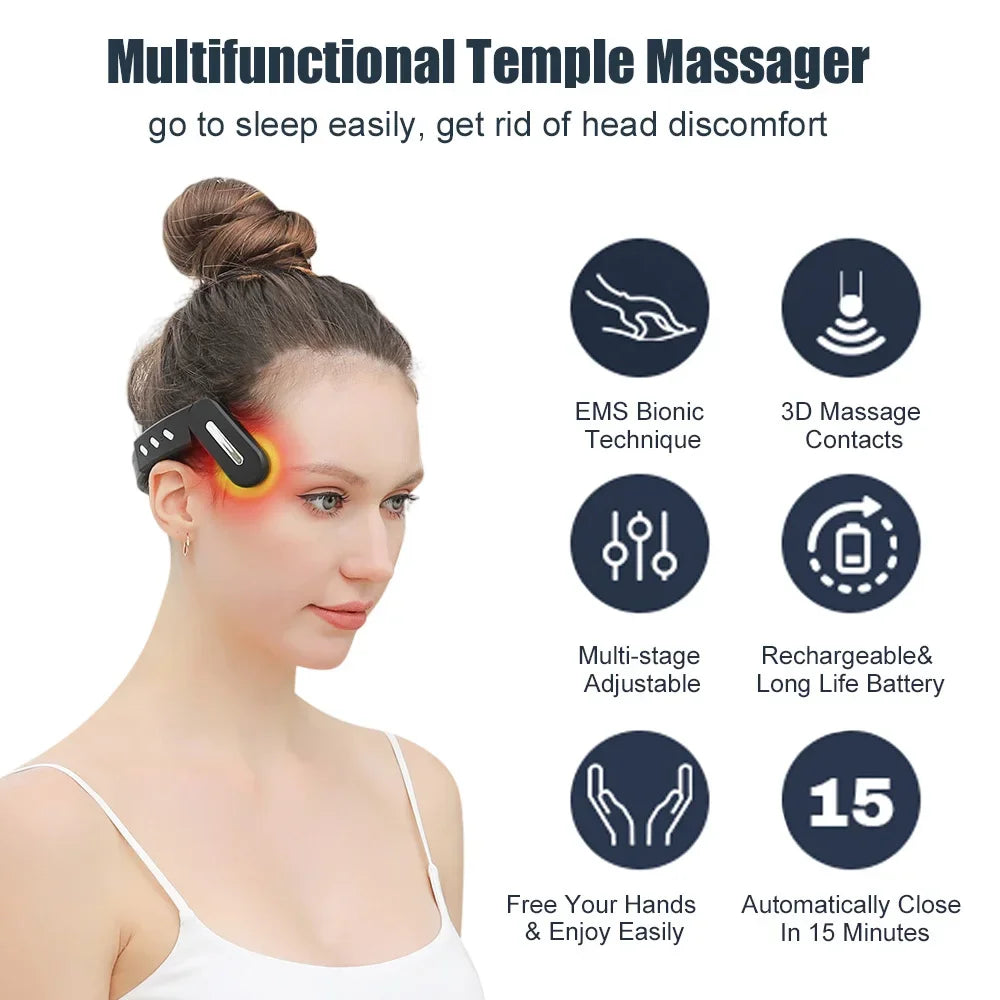 Masseur de Tête Électrique Anti-Migraine Chauffant