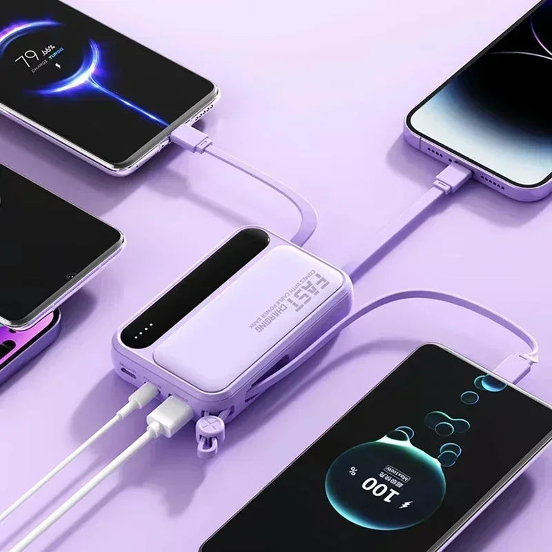 Powerbank Compact avec Câbles Intégrés - 4 en 1 50000mAh