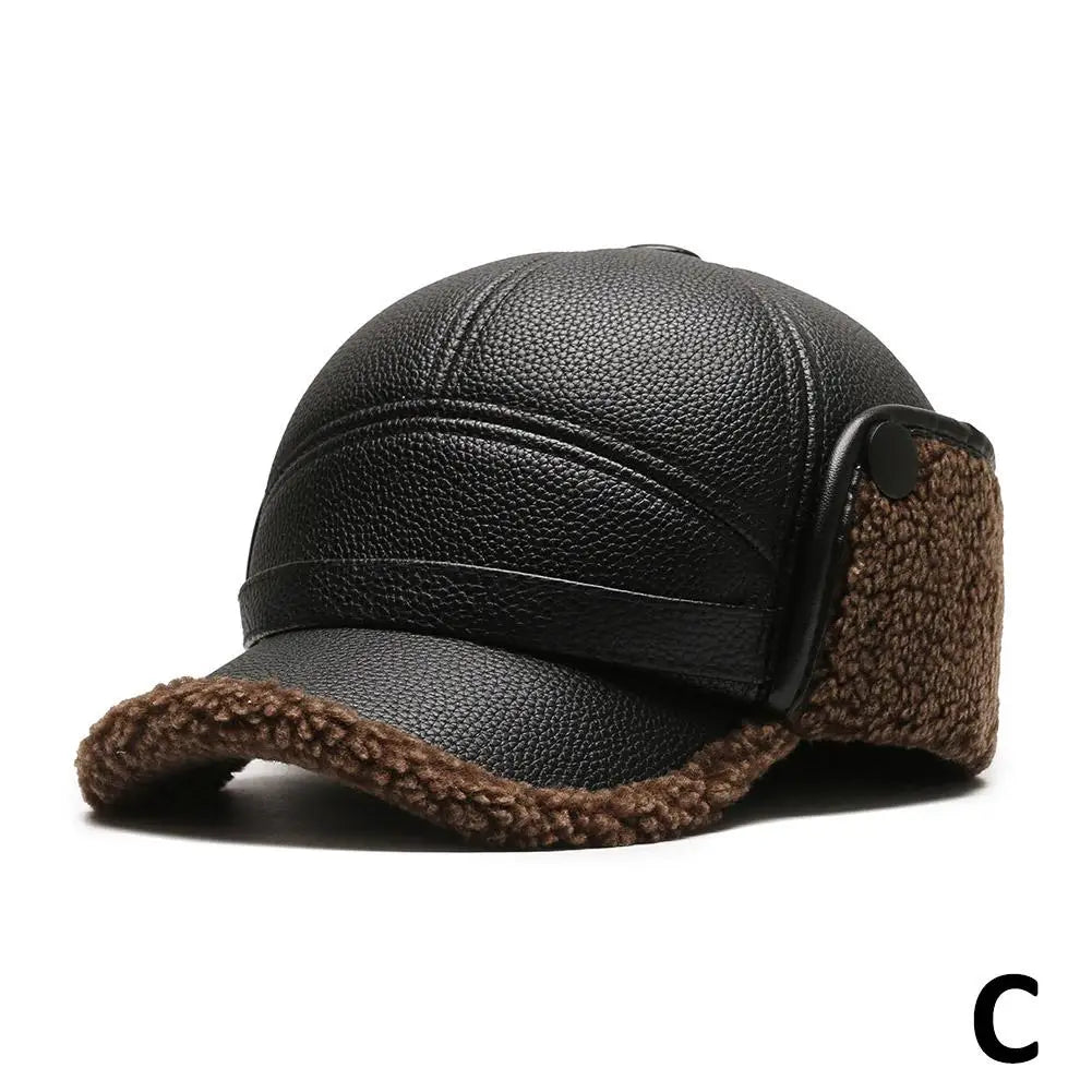 Casquette d’Hiver Homme Fourrée avec Cache-Oreilles – Effet Cuir, Imperméable & Coupe-Vent