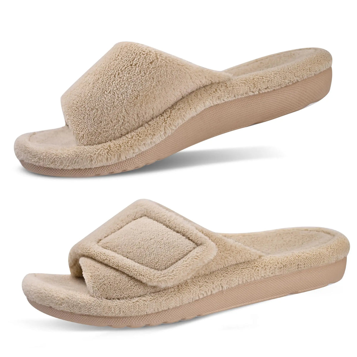 Pantoufles à Bout Ouvert Réglables Ultra-Moelleuses & Confortables – Idéales Maison & Détente