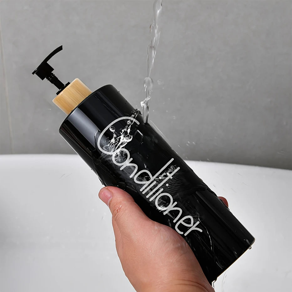 Lot 3 Flacons Pompe Rechargeables Salle de Bain — Shampoing, Gel Douche & Après-Shampooing