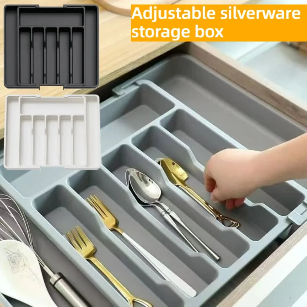 Organisateur de Couverts & Ustensiles de Cuisine Réglable pour Tiroir