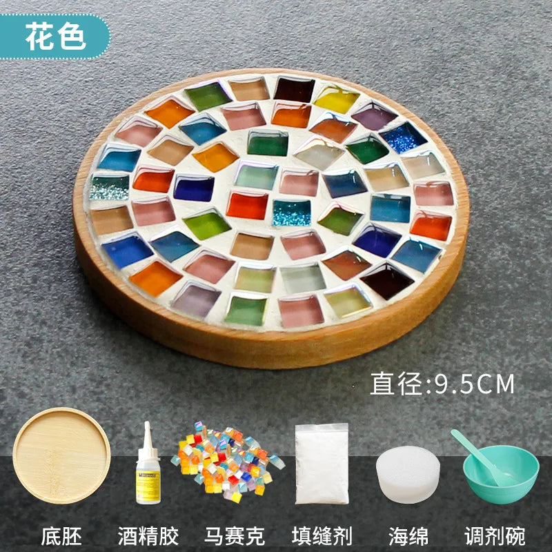 Kit Créatif Mosaïque pour Dessous de Verre – DIY avec Support en Bambou