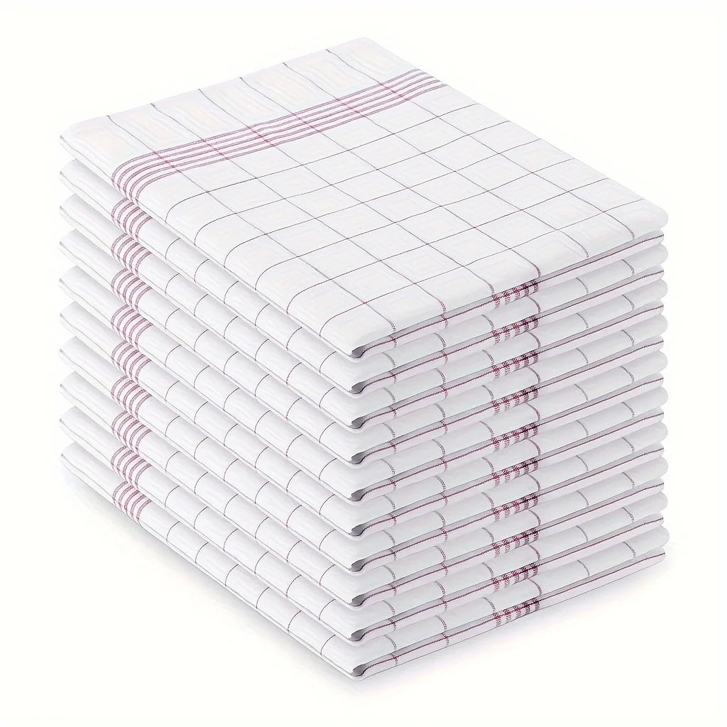 Lot de 10 Torchons de Cuisine à Carreaux