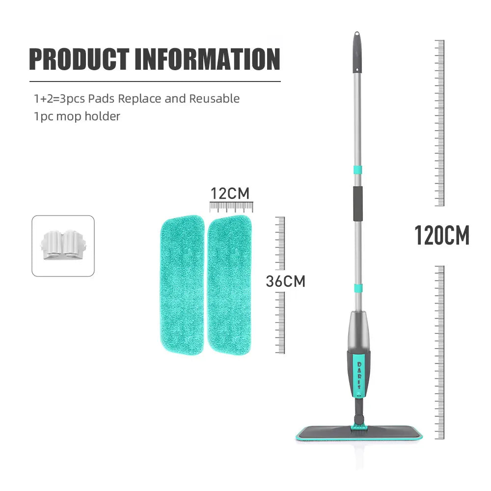 Balai Spray 360° avec 2 Tampons Microfibres + 1 Crochet OFFERTS