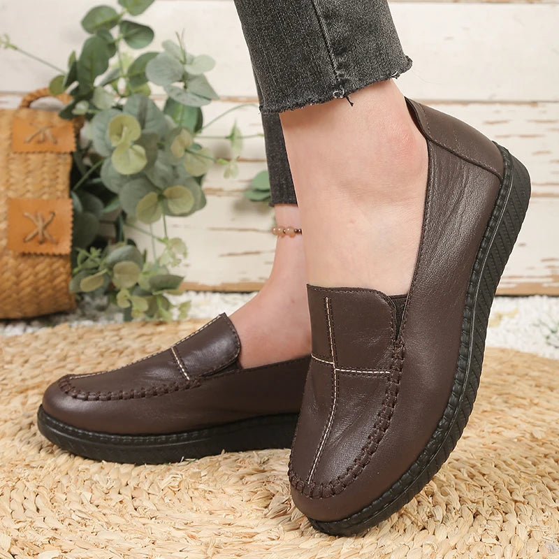 Mocassins Femme en Similicuir à Surpiqûres – Chaussures Légères, Souples & Confortables – Casual au Quotidien