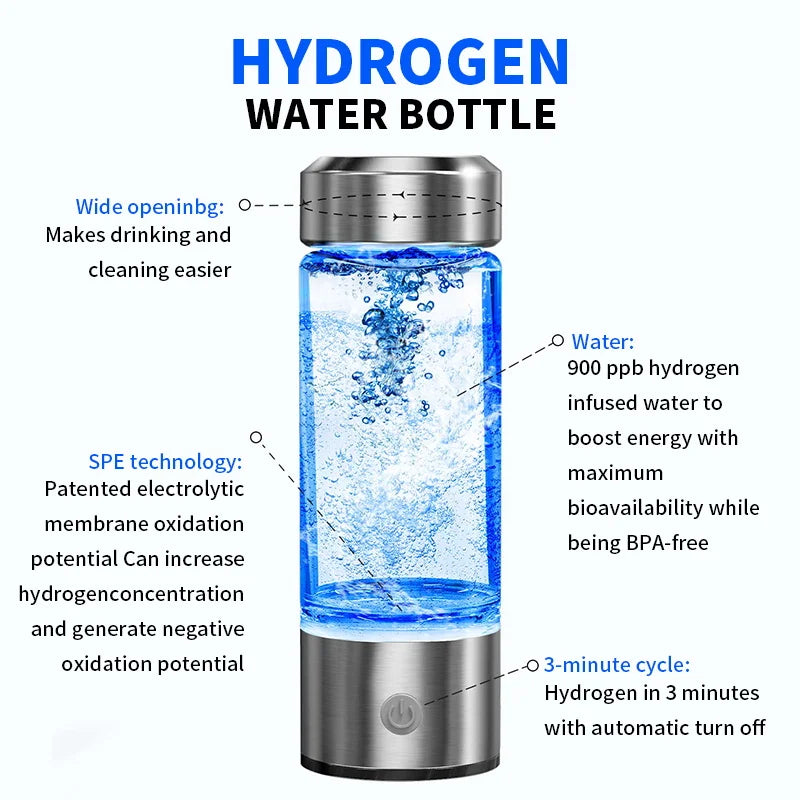 Gourde en verre à production d'hydrogène