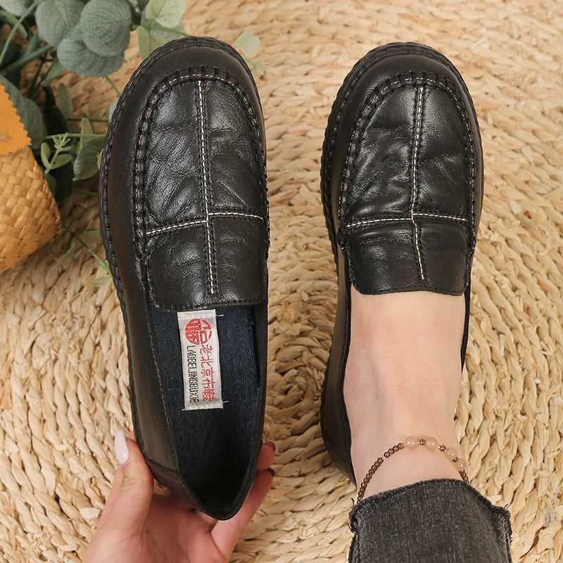 Mocassins Femme en Similicuir à Surpiqûres – Chaussures Légères, Souples & Confortables – Casual au Quotidien
