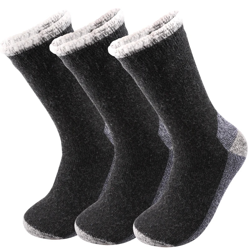 Lot de 3 Paires de Chaussettes Thermiques Homme en Laine Mérinos – Doublure Épaisse en Polaire, Douce & Chaude
