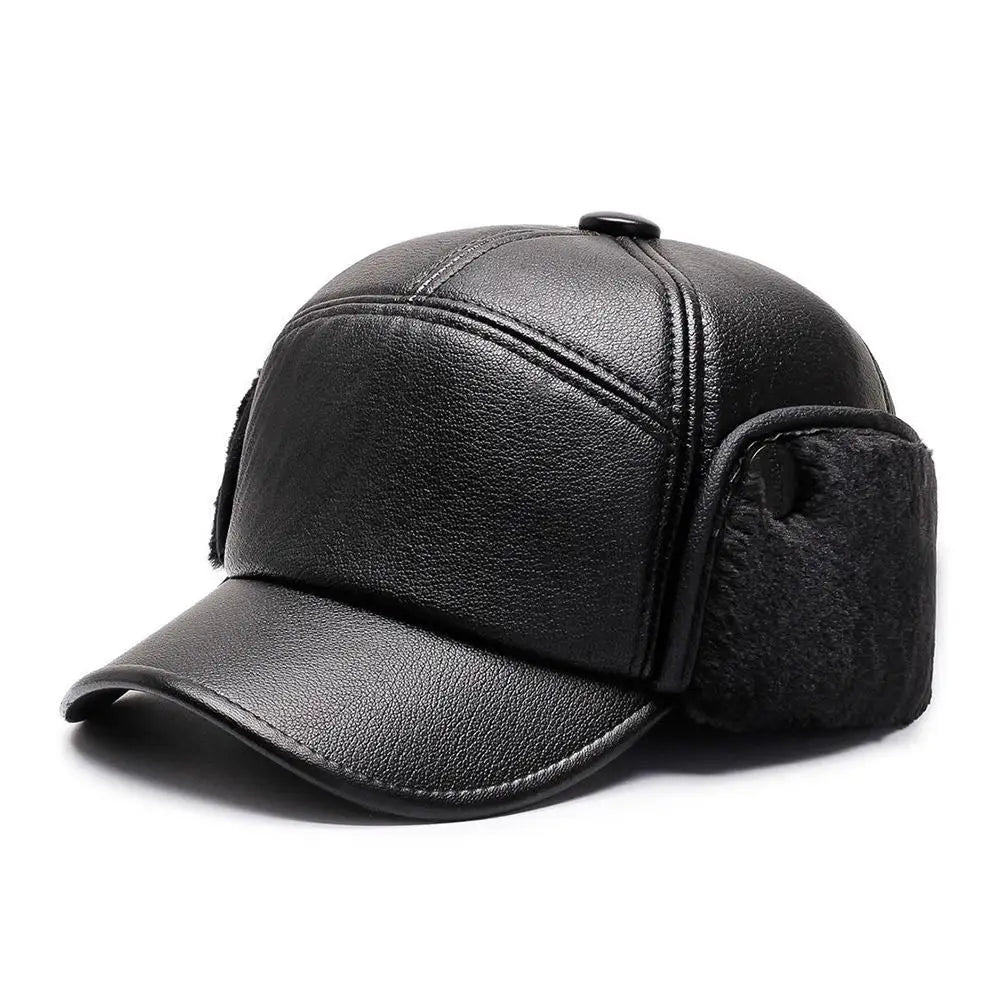 Casquette d’Hiver Homme Fourrée avec Cache-Oreilles – Effet Cuir, Imperméable & Coupe-Vent