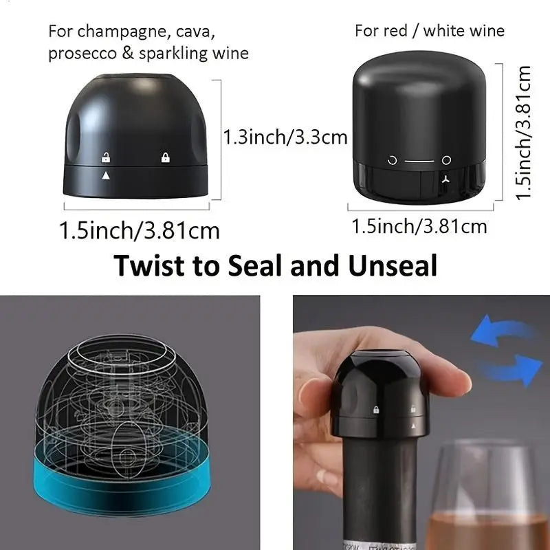 Lot de 4 Bouchons de sécurité Sous Vide pour Vin & Champagne