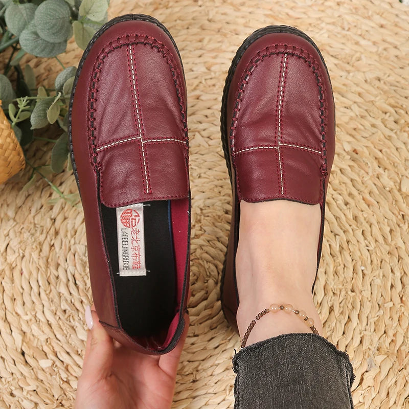 Mocassins Femme en Similicuir à Surpiqûres – Chaussures Légères, Souples & Confortables – Casual au Quotidien