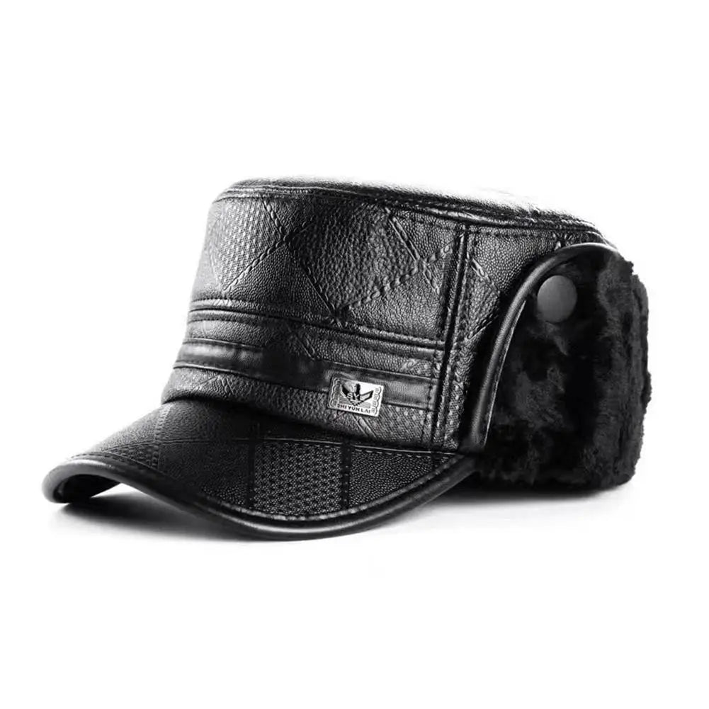 Casquette d’Hiver Homme Fourrée avec Cache-Oreilles – Effet Cuir, Imperméable & Coupe-Vent