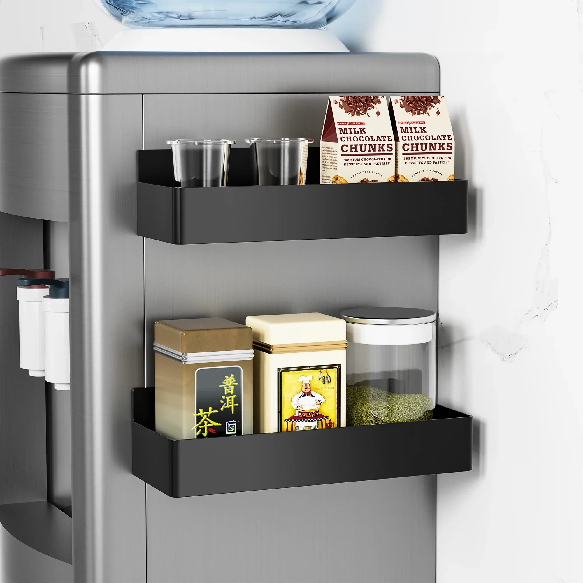 Lot 2 Étagères Magnétiques Frigo 2 Niveaux — Rangement Épices & Condiments