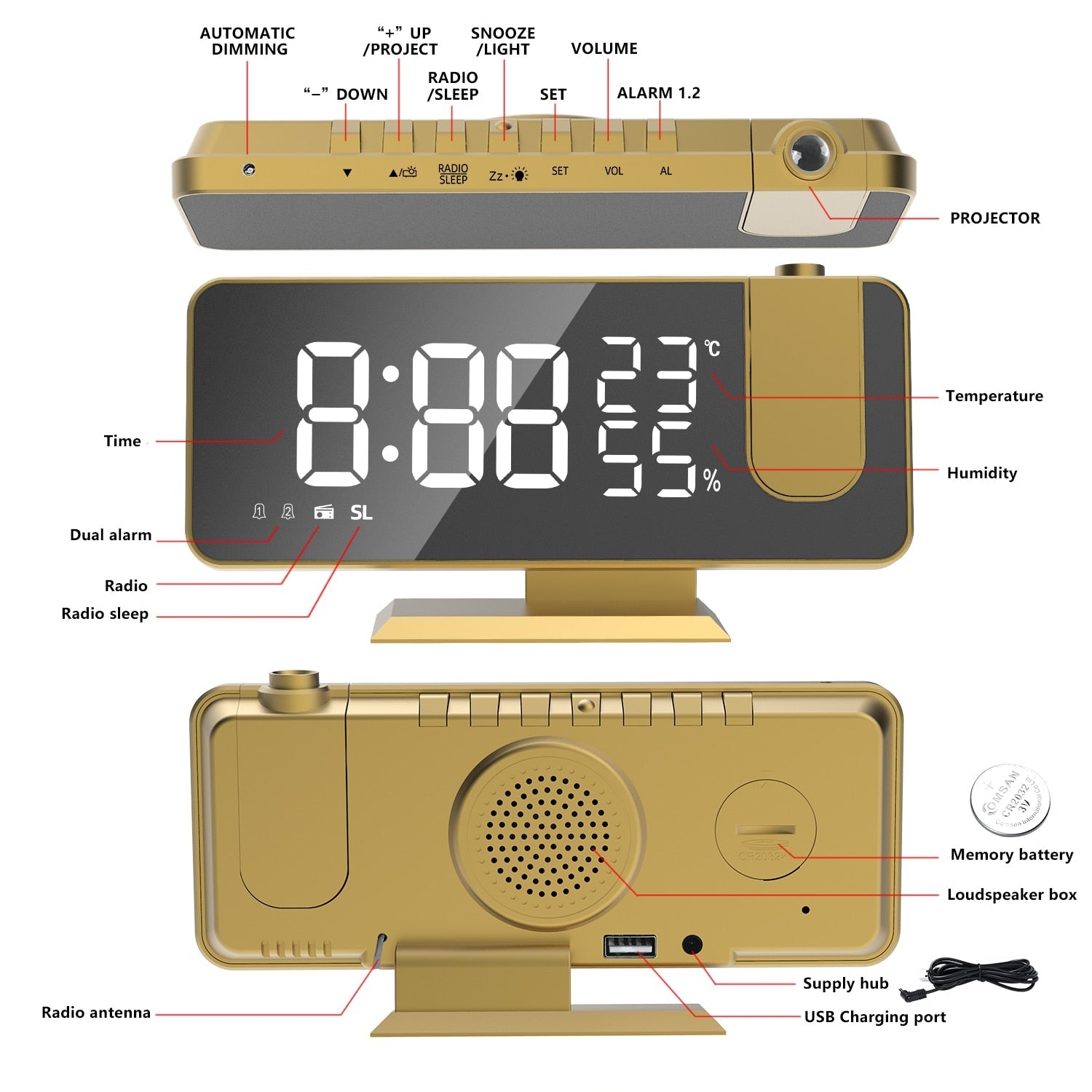 Radio Réveil Projection Numérique