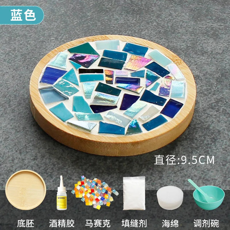 Kit Créatif Mosaïque pour Dessous de Verre – DIY avec Support en Bambou