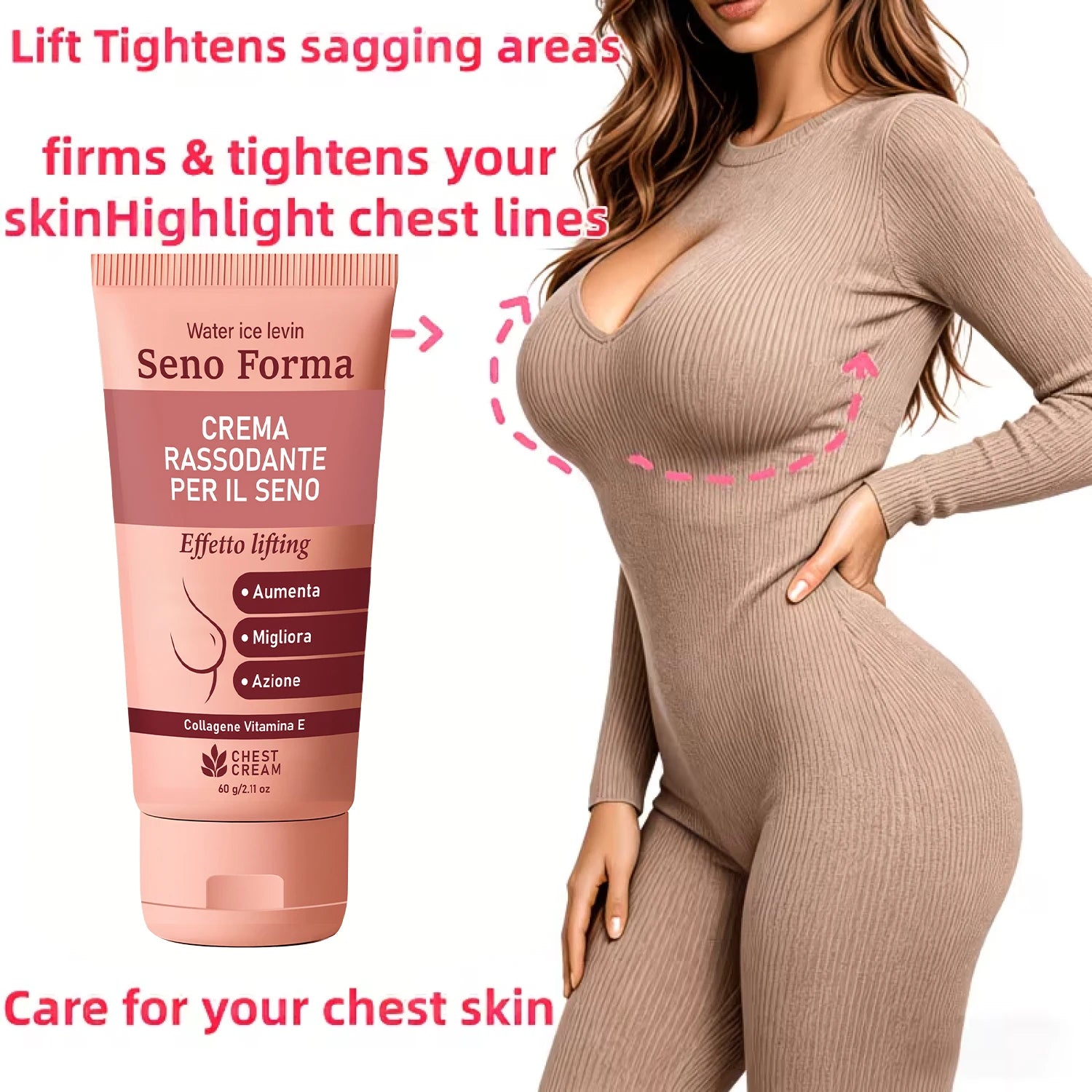 Crème Raffermissante pour la Poitrine au Collagène et à la Vitamine E – Hydratation Intense et Soin de la Peau