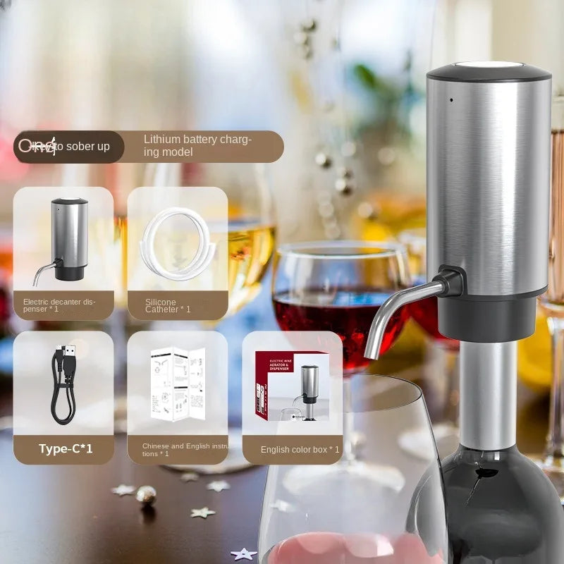 Aérateur de Vin Électrique Automatique – Verseur Décanteur Intelligent en Acier Inoxydable