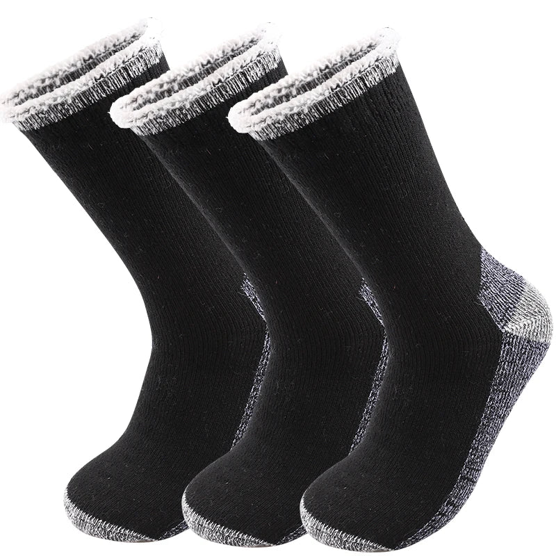 Lot de 3 Paires de Chaussettes Thermiques Homme en Laine Mérinos – Doublure Épaisse en Polaire, Douce & Chaude