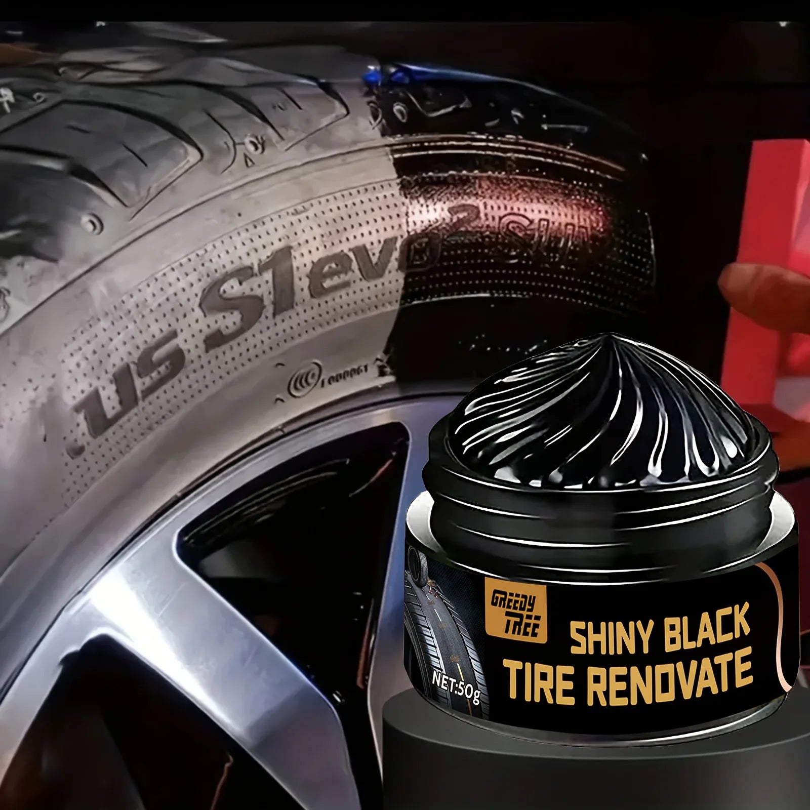 Pâte Rénovatrice Noire Brillante pour Pneus & Plastiques