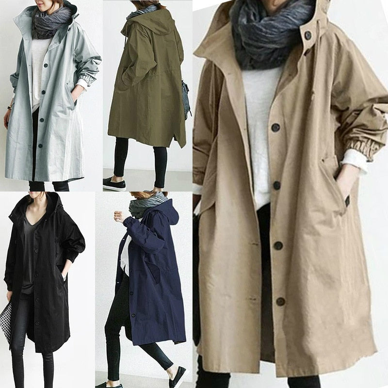 Trench-Coat Décontracté à capuche - imperméable