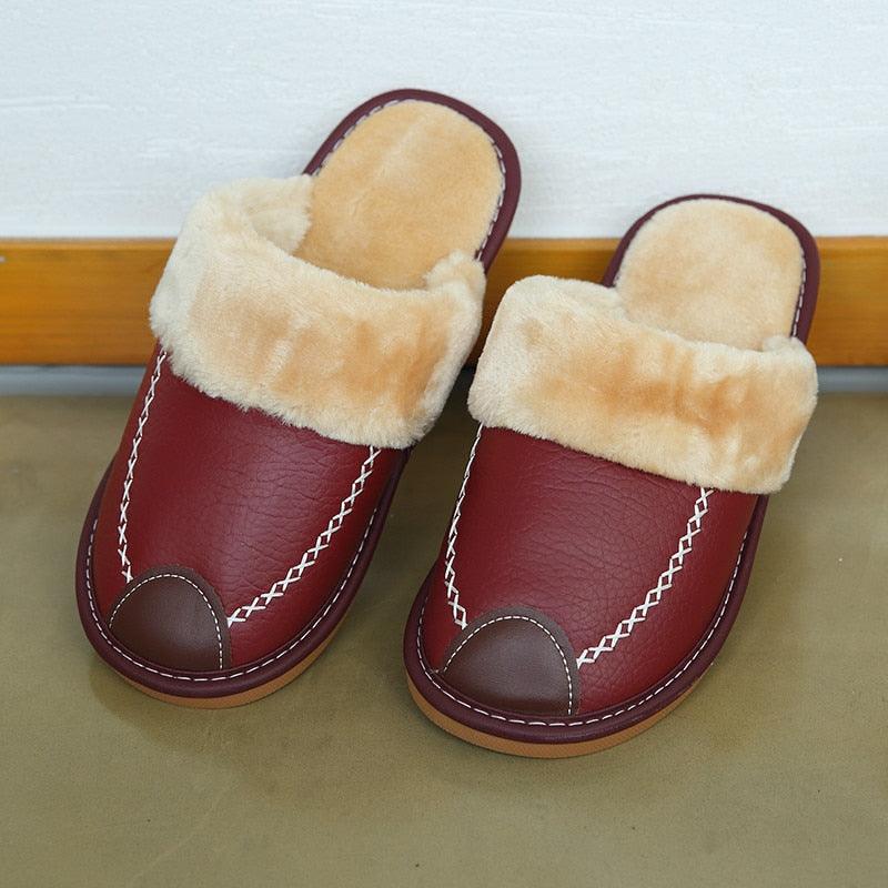 Pantoufles d'hiver en cuir - Mixte