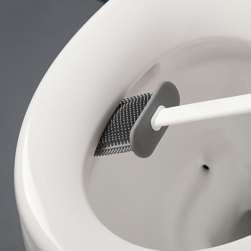 Brosse de toilette en silicone avec support