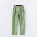 PANTALON EN COTON ET LIN POUR FEMME - TAILLE ÉLASTIQUE